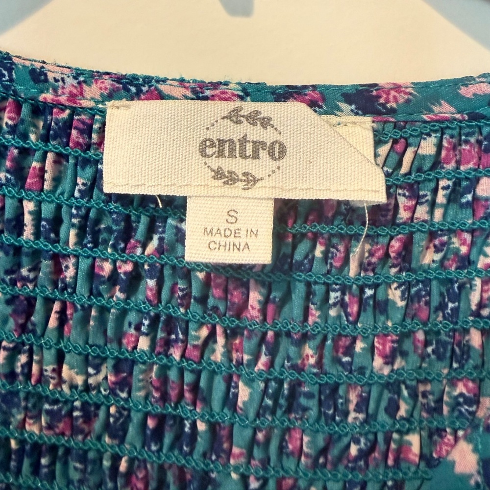 Teal Green Bubble Sleeve Blouse - Picture 6 of 6